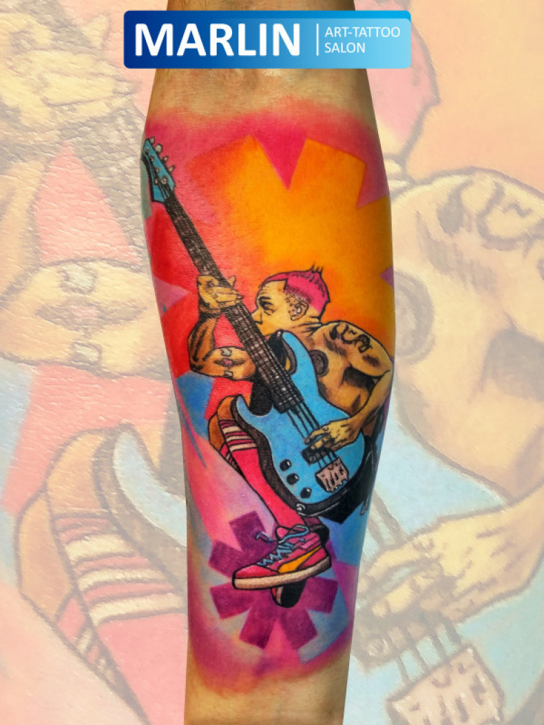 Guitar new school colorful, photo - Tattoo Master Barb Tattoo