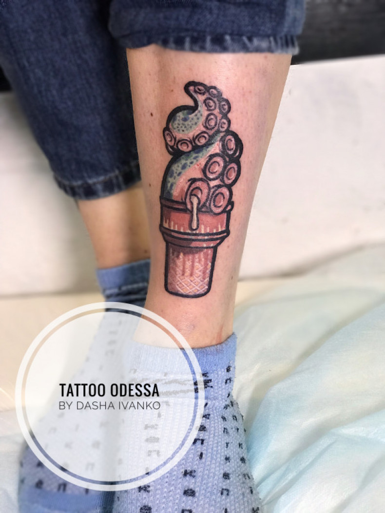 Мороженное нью скул осьминог, photo - Тату мастер Barb Tattoo