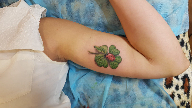 Ladybug clover colorful, photo - Tattoo Master Barb Tattoo