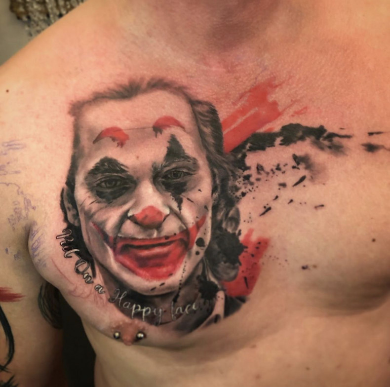 Клоун на груди портрет, photo - Тату мастер Barb Tattoo