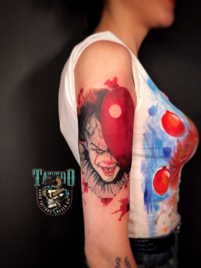 Воздушный шар клоун цветные, photo - Тату мастер Barb Tattoo