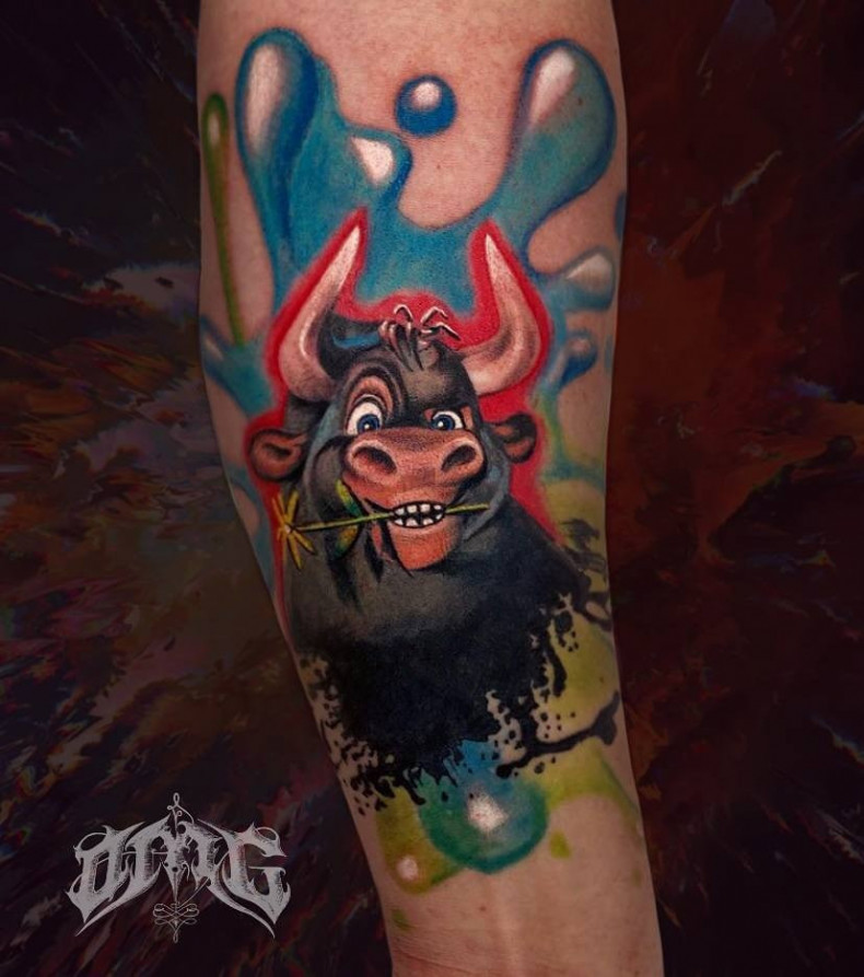 Buffalo bull cartoons, photo - Tattoo Master Barb Tattoo