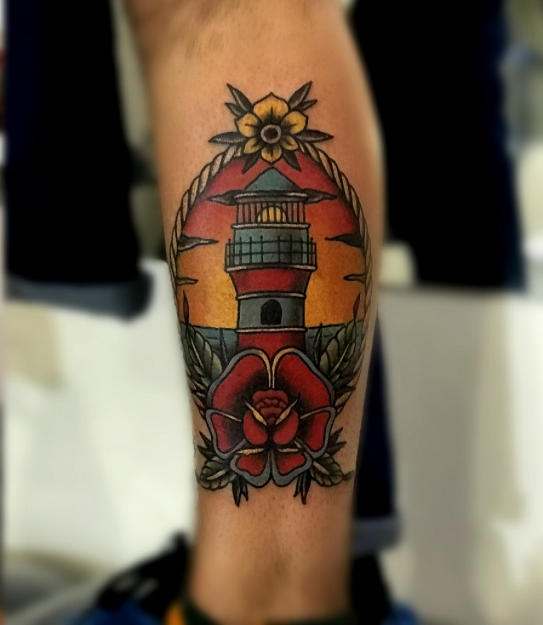 Tower lighthouse colorful, photo - Tattoo Master Barb Tattoo