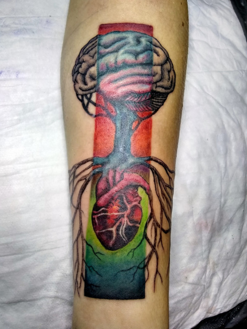 Brain heart colorful, photo - Tattoo Master Barb Tattoo