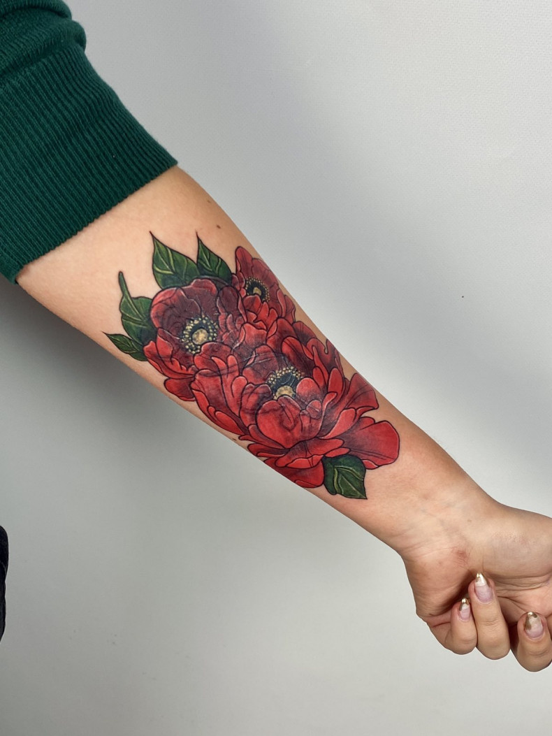 Камелия цветные цветы, photo - Тату мастер Barb Tattoo