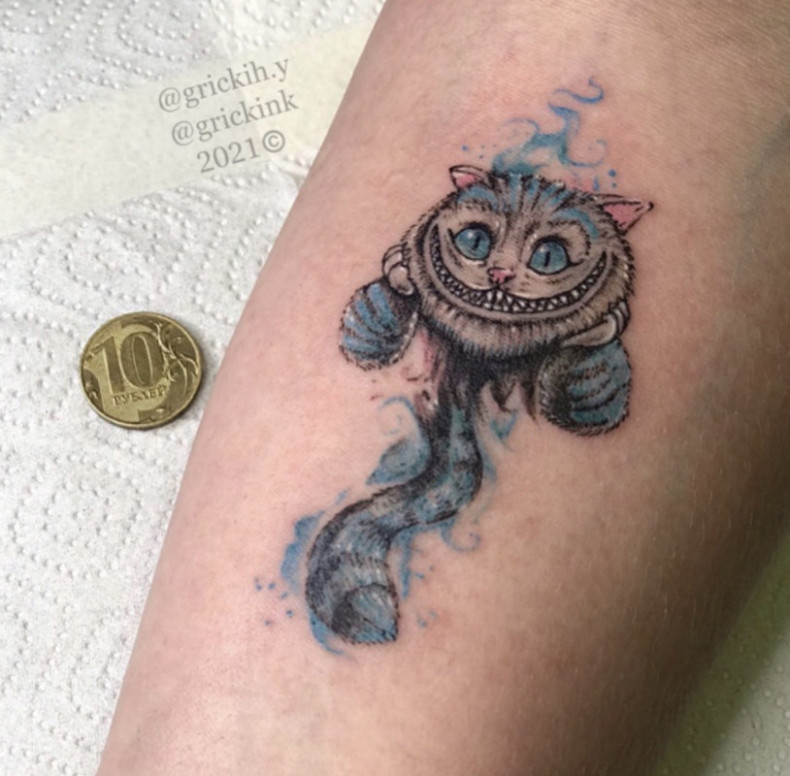 Kolorowy Kot z Cheshire, photo - Tatuażysta Barb Tattoo