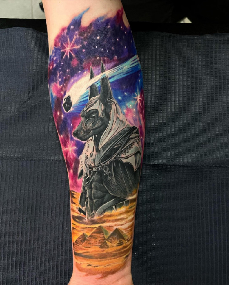 Akwarela anubis kosmos, photo - Tatuażysta Barb Tattoo