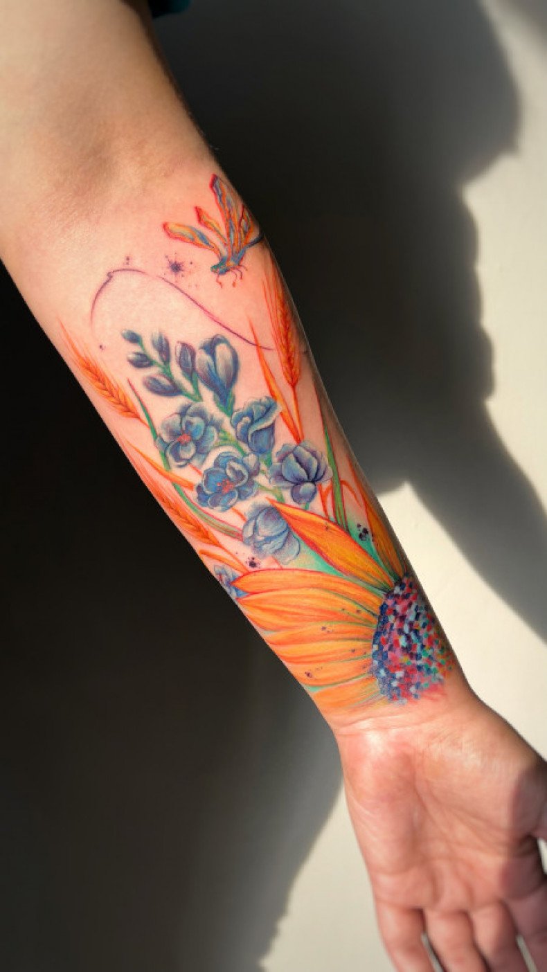 Aquarell sonnenblume bunte, photo - Tattoo-Meister Barb Tattoo