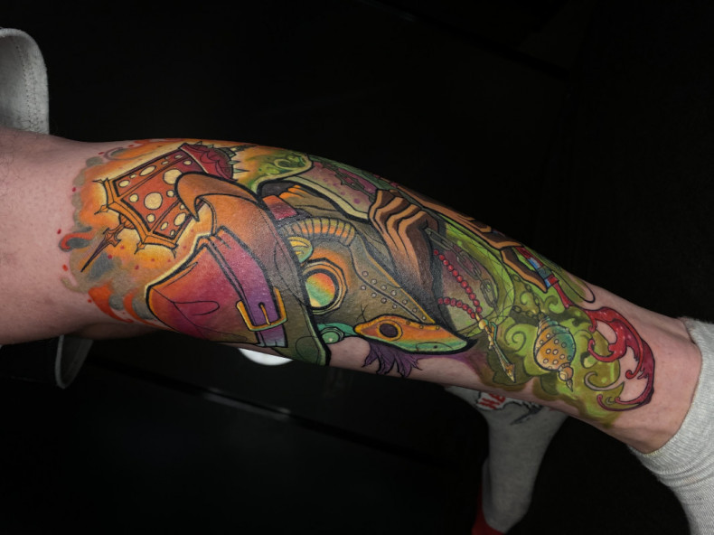 Colorful plague doctor, photo - Tattoo Master Barb Tattoo