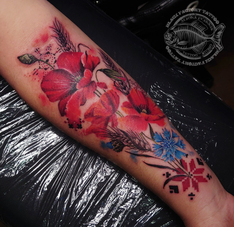 Kornblume Ohr mohn, photo - Tattoo-Meister Barb Tattoo