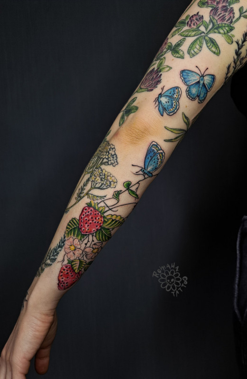 Schmetterling bunte Beere, photo - Tattoo-Meister Barb Tattoo