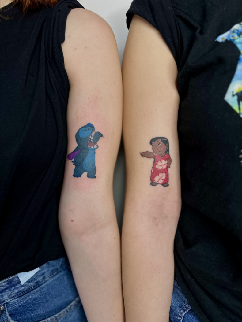 Kreskówki dla pary ścieg, photo - Tatuażysta Barb Tattoo