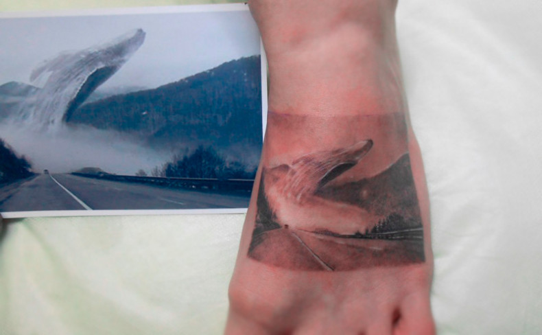 Road landscape realism, photo - Tattoo Master Barb Tattoo