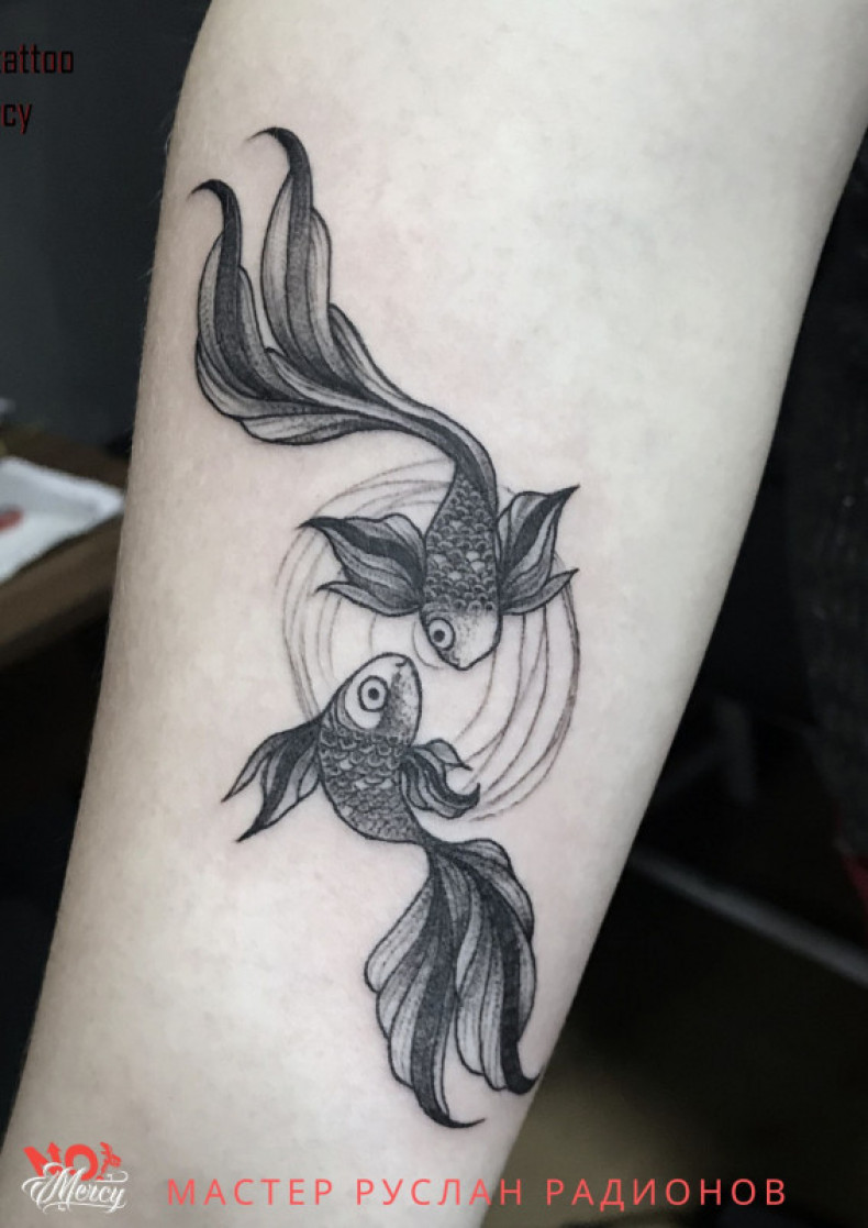 Gold fish black and white, photo - Tattoo Master Barb Tattoo