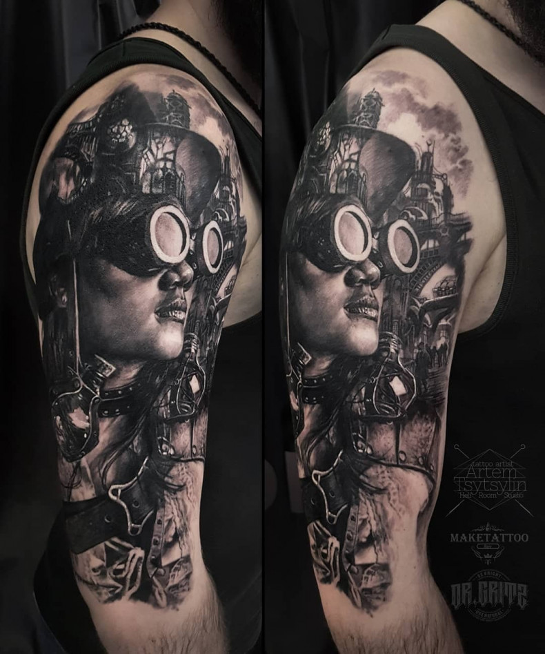 Dziewczyna steampunk, photo - Tatuażysta Barb Tattoo