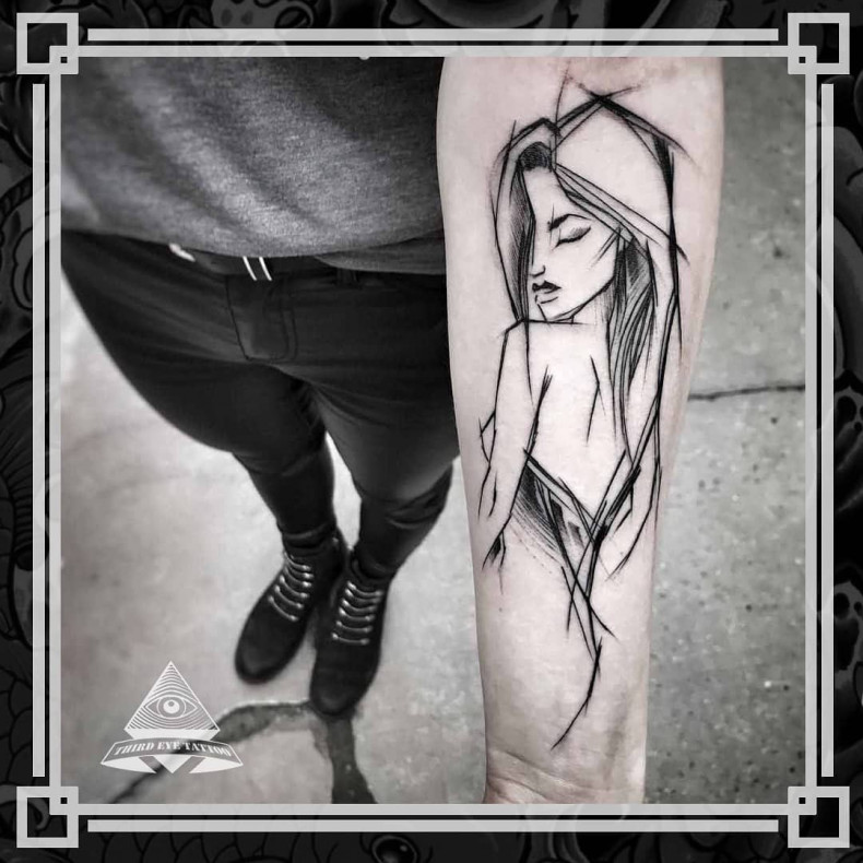 Девушка скетч, photo - Тату мастер Barb Tattoo