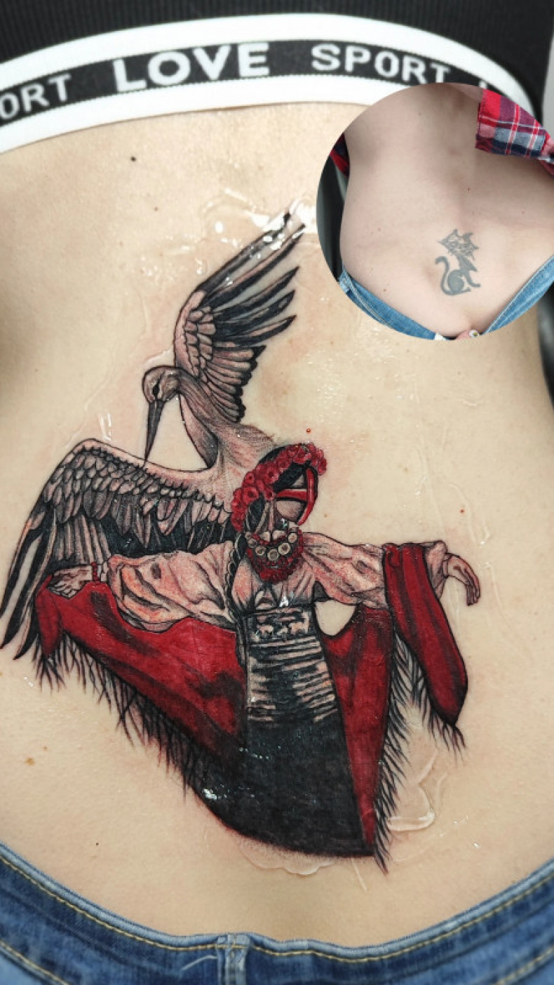 Bocian dziewczyna dźwig, photo - Tatuażysta Barb Tattoo