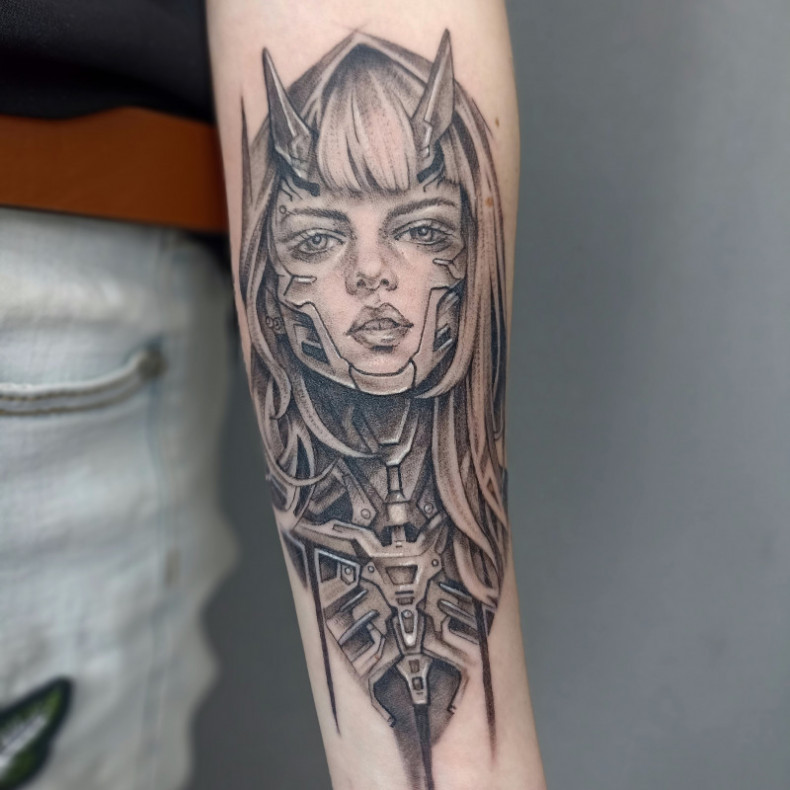  #biomechanics #girl #forearm tattoo, photo - Tattoo Master Barb Tattoo