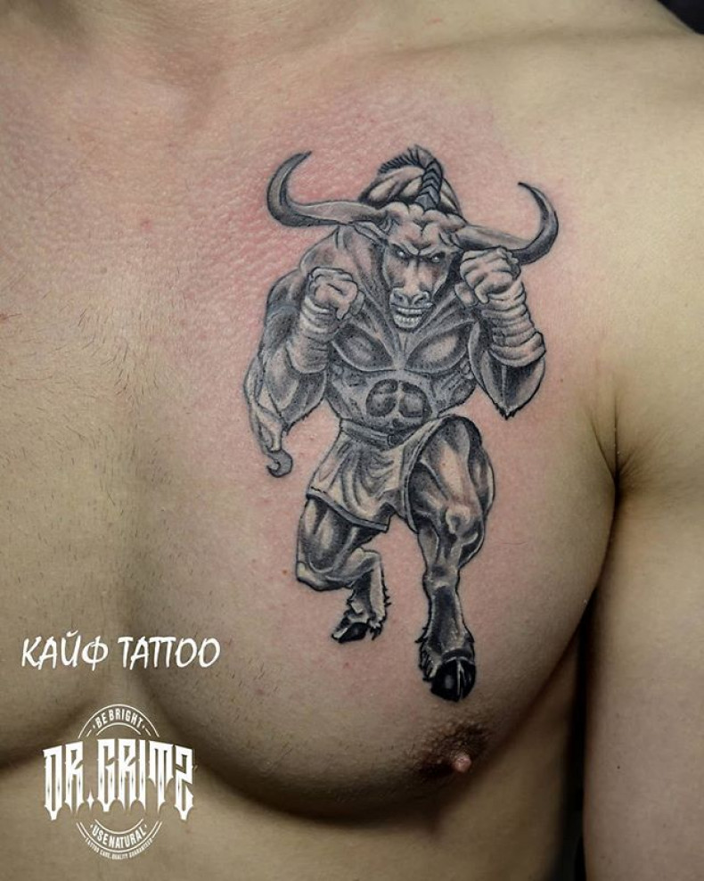 Bawół byk klatka piersiowa, photo - Tatuażysta Barb Tattoo