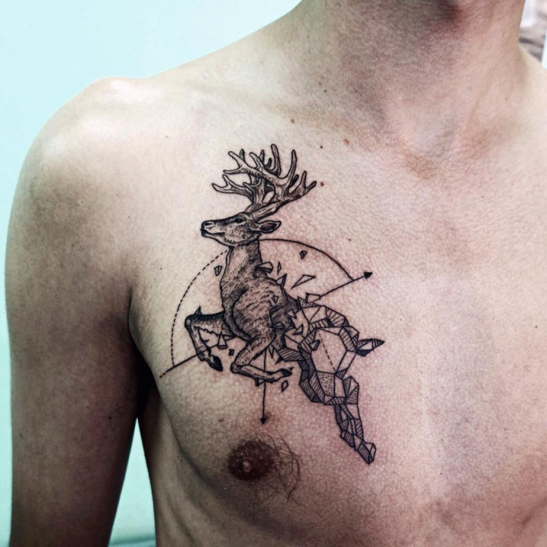 Геометрия дотворк на груди, photo - Тату мастер Barb Tattoo