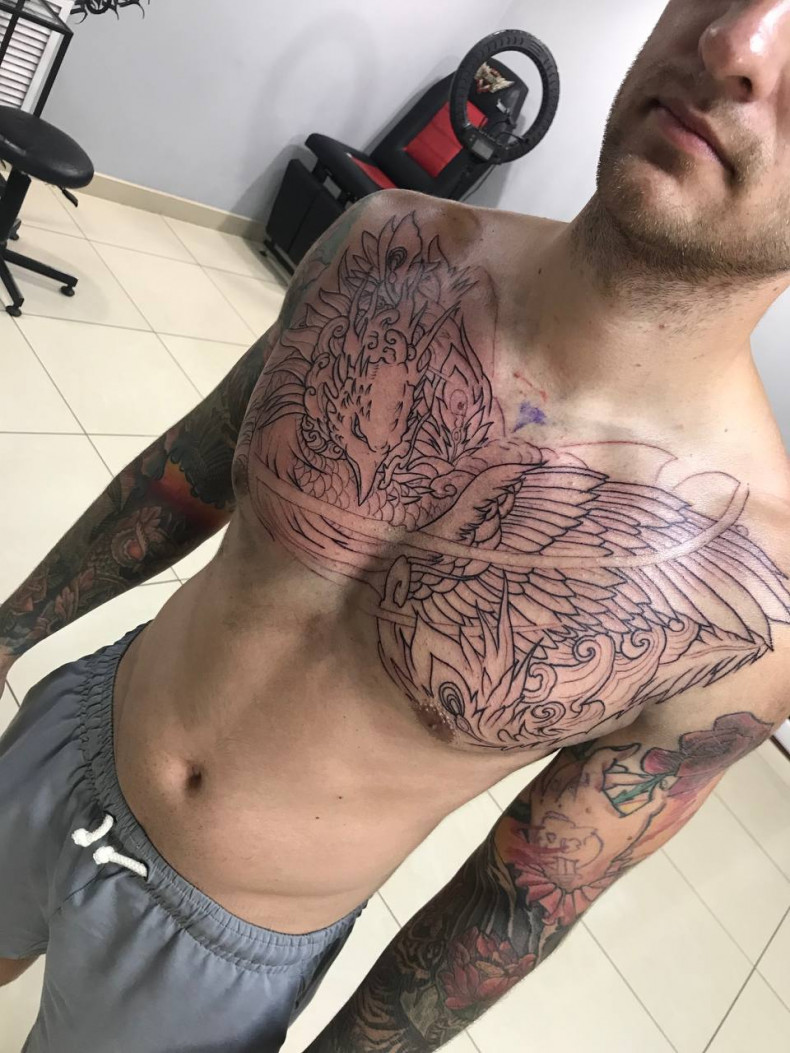 Большие крылья на груди, photo - Тату мастер Barb Tattoo