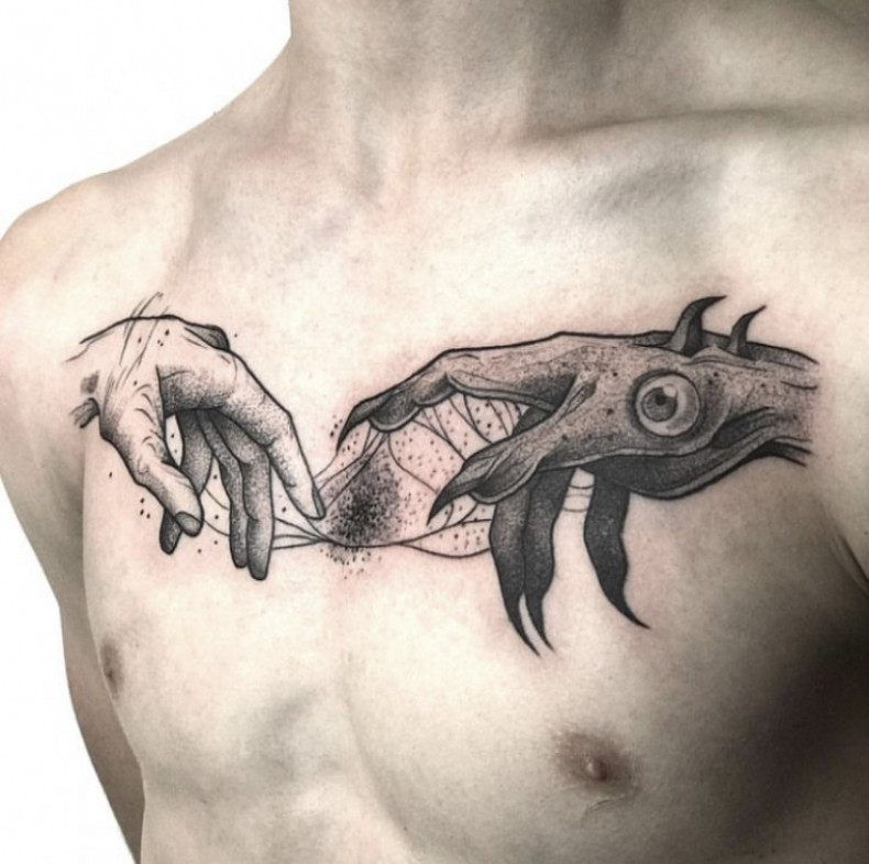 Мементо мори на груди руки, photo - Тату мастер Barb Tattoo