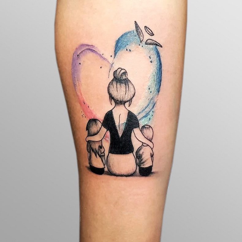 Aquarell mama Mutter und Kind, photo - Tattoo-Meister Barb Tattoo