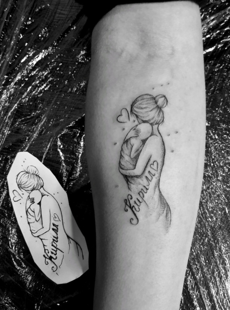 Mama matka i dziecko, photo - Tatuażysta Barb Tattoo