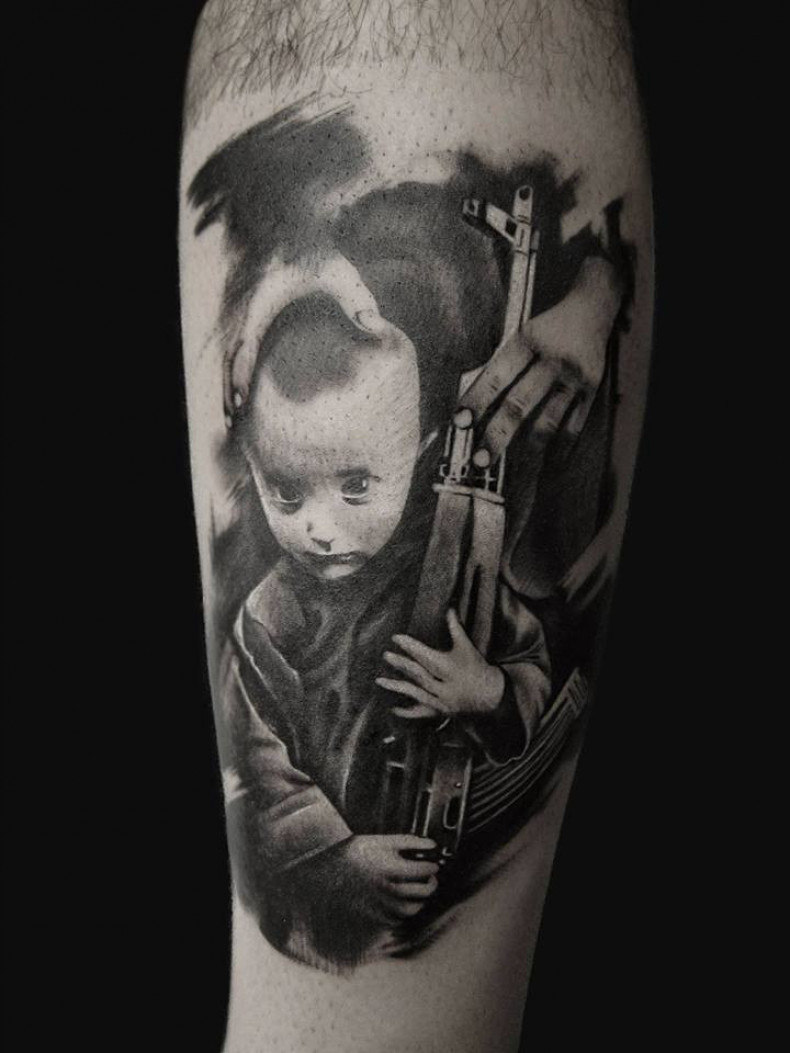 Karabin portret dziecko, photo - Tatuażysta Barb Tattoo