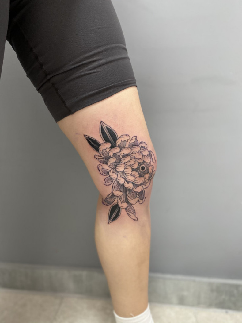 Knee flower, photo - Tattoo Master Barb Tattoo