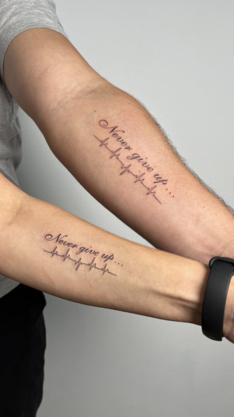 Heartbeat letter couple, photo - Tattoo Master Barb Tattoo