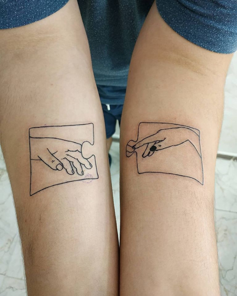 Minimalistyczny puzzle dla pary, photo - Tatuażysta Barb Tattoo