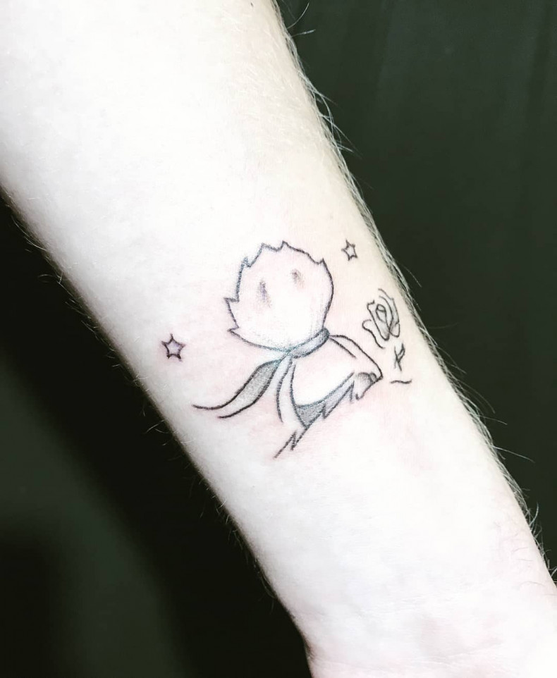 Mały książę Minimalistyczny kreskówki, photo - Tatuażysta Barb Tattoo