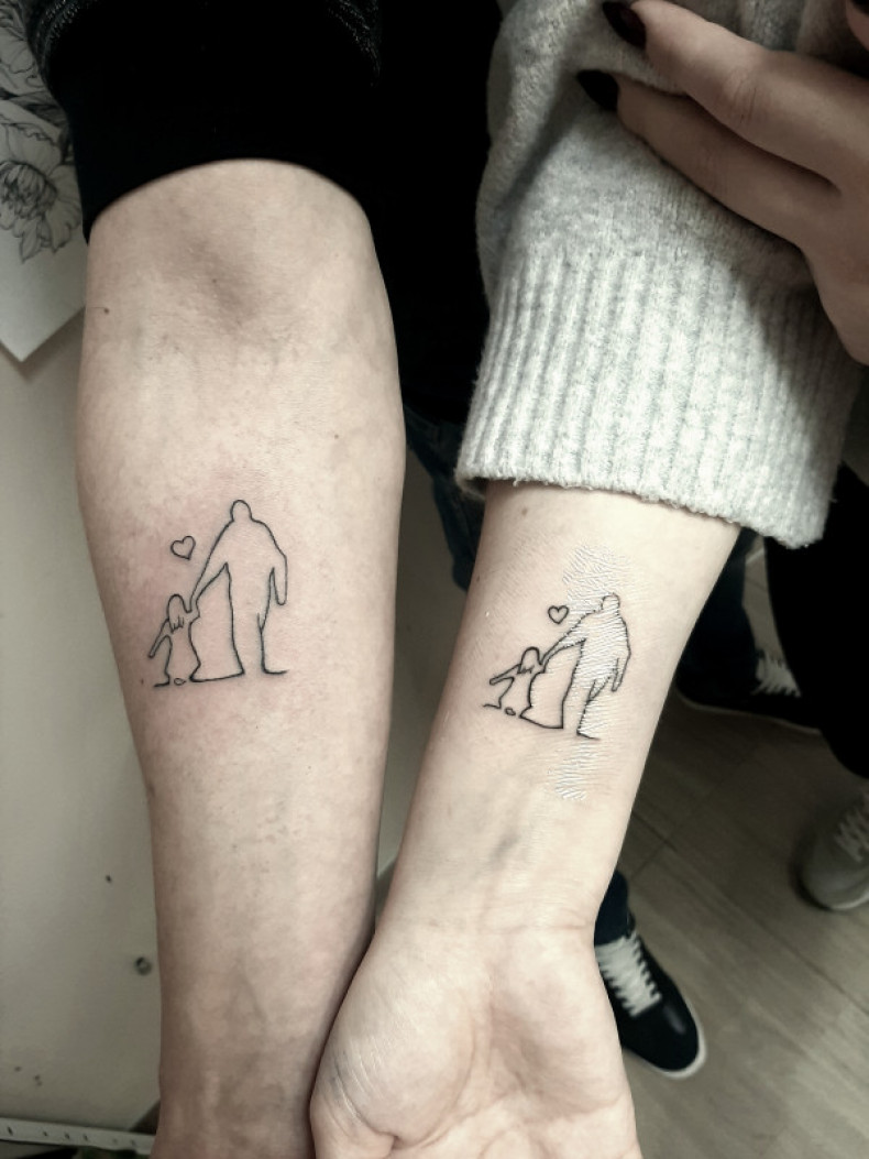 Minimalistyczny ojciec syn dla pary, photo - Tatuażysta Barb Tattoo