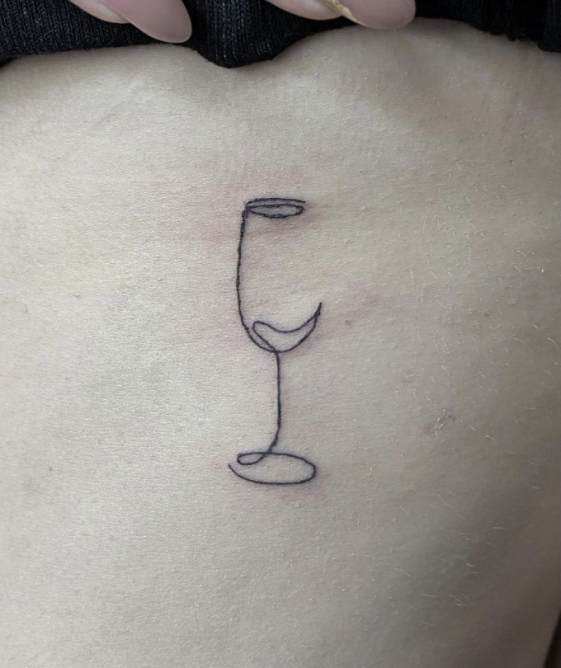 Wine glass linework minimalism, photo - Tattoo Master Barb Tattoo