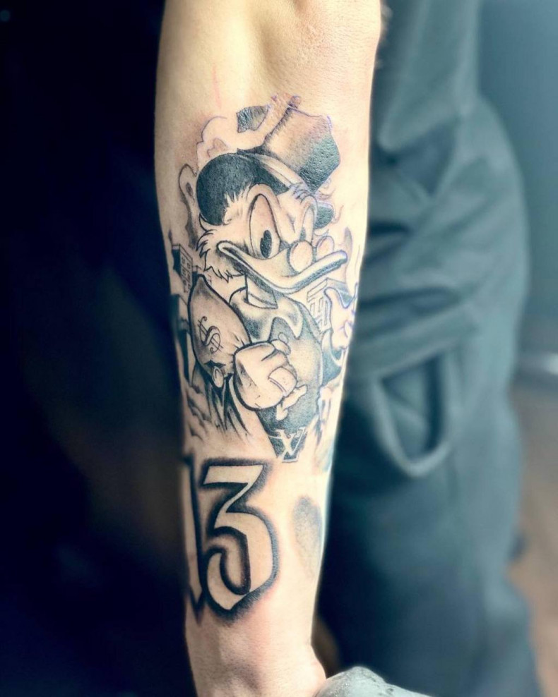 Cartoons Scrooge McDuck numbers, photo - Tattoo Master Barb Tattoo