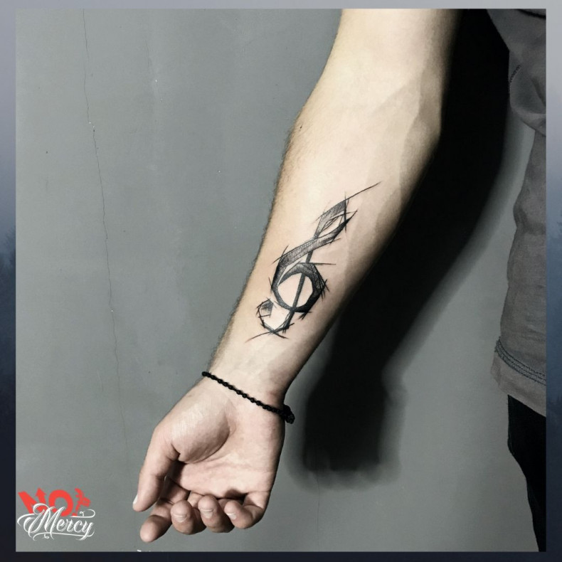 Символ ноты скрипичный ключ, photo - Тату мастер Barb Tattoo