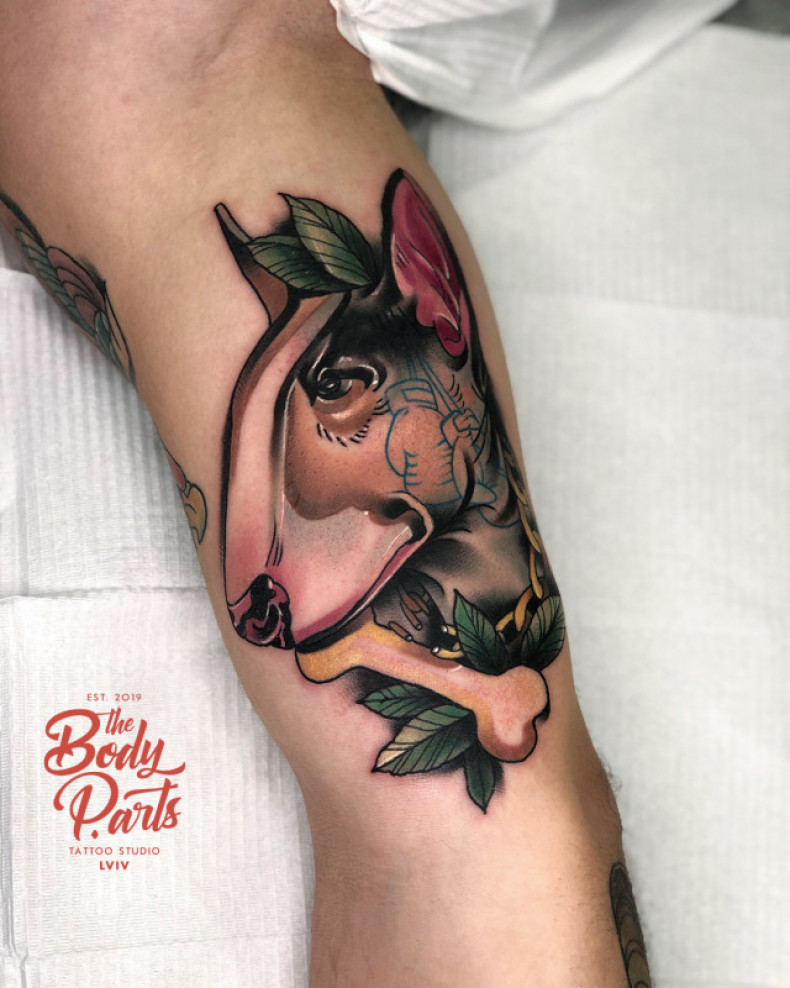 Бультерьер собака, photo - Тату мастер Barb Tattoo