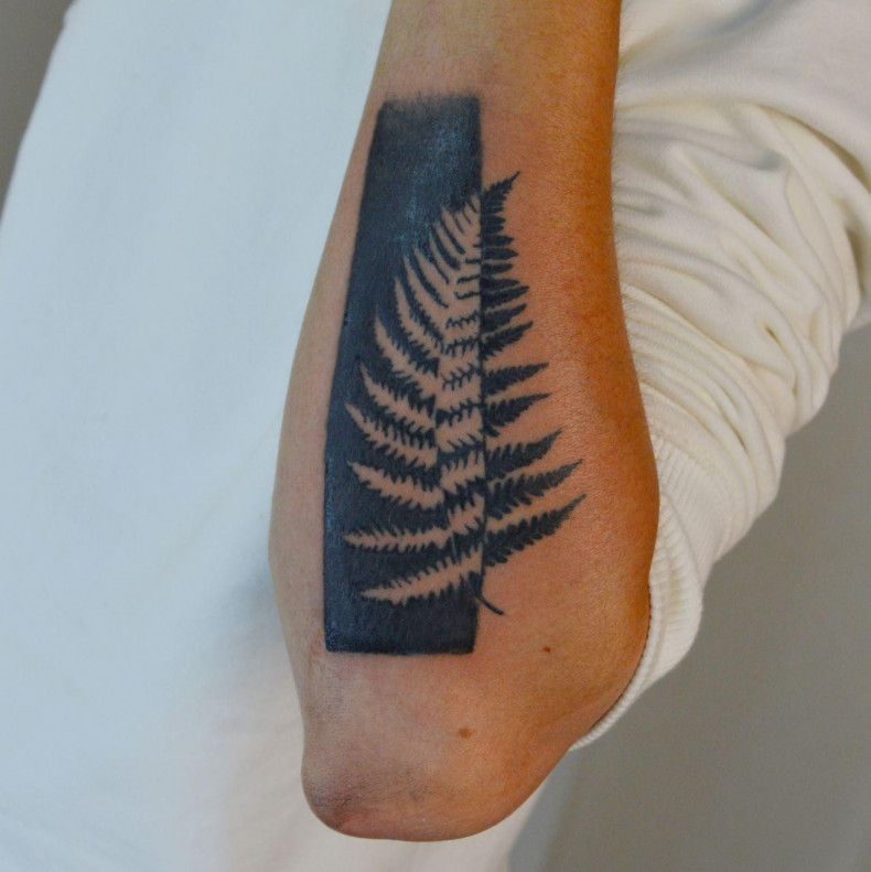 Blackwork twig fern, photo - Tattoo Master Barb Tattoo