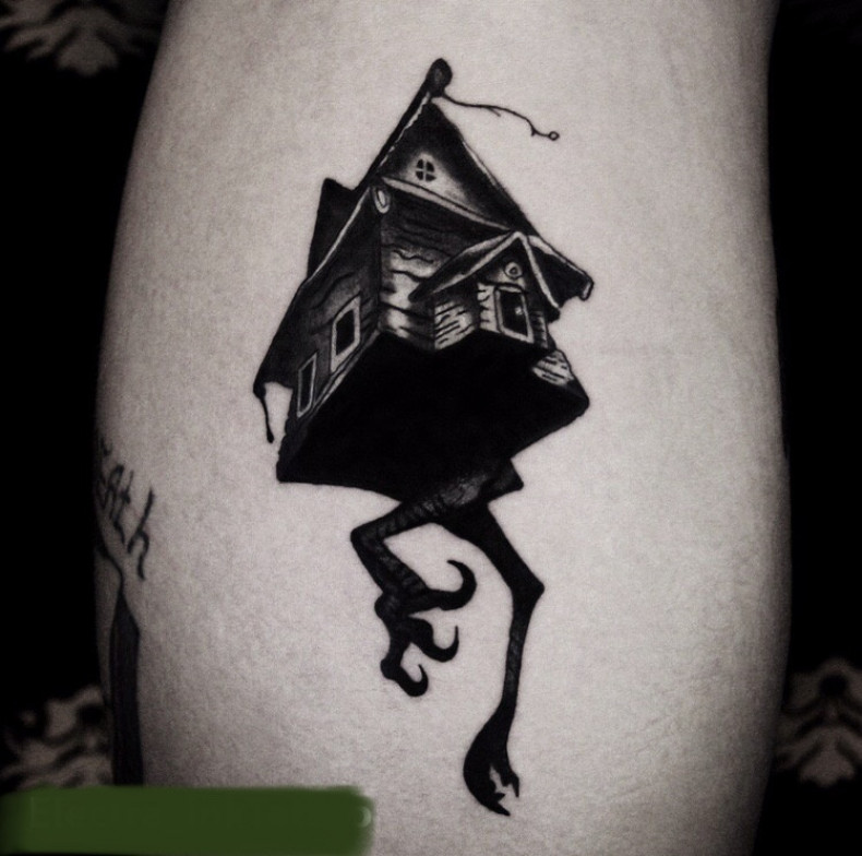 Blackwork house cartoons, photo - Tattoo Master Barb Tattoo