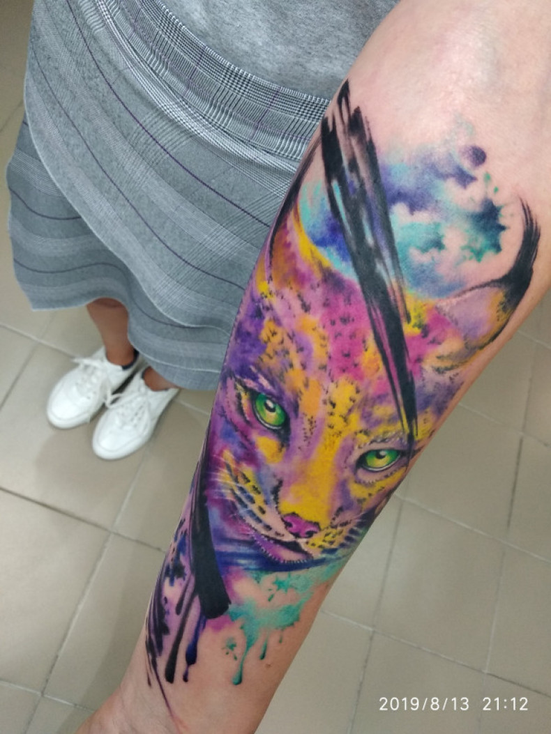 Watercolor lynx, photo - Tattoo Master Barb Tattoo