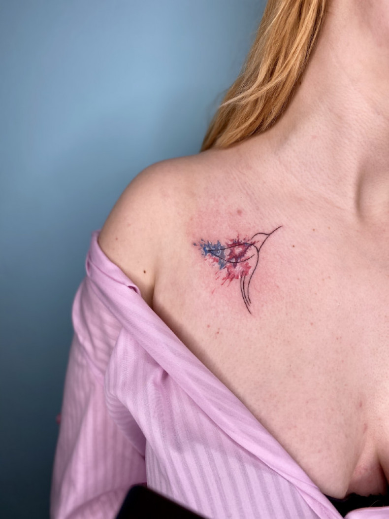 Акварель колибри, photo - Тату мастер Barb Tattoo