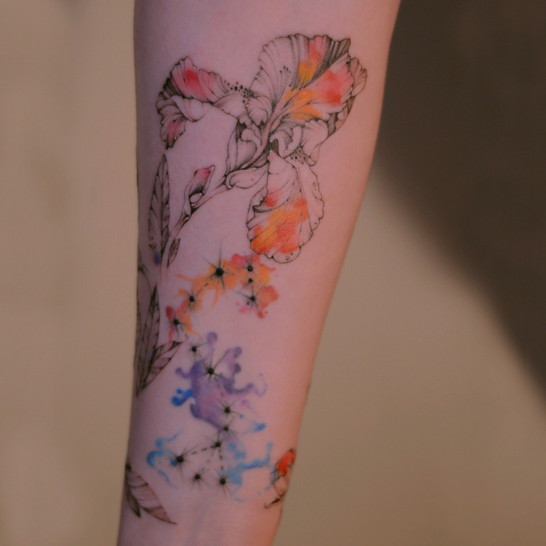 Watercolor star constellation, photo - Tattoo Master Barb Tattoo