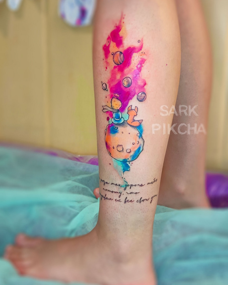 Watercolor little prince cartoons, photo - Tattoo Master Barb Tattoo