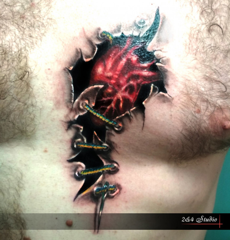 Hot heart ukrainians/ Ukrainian heart tattoo Kyiv, photo - Tattoo Master Barb Tattoo