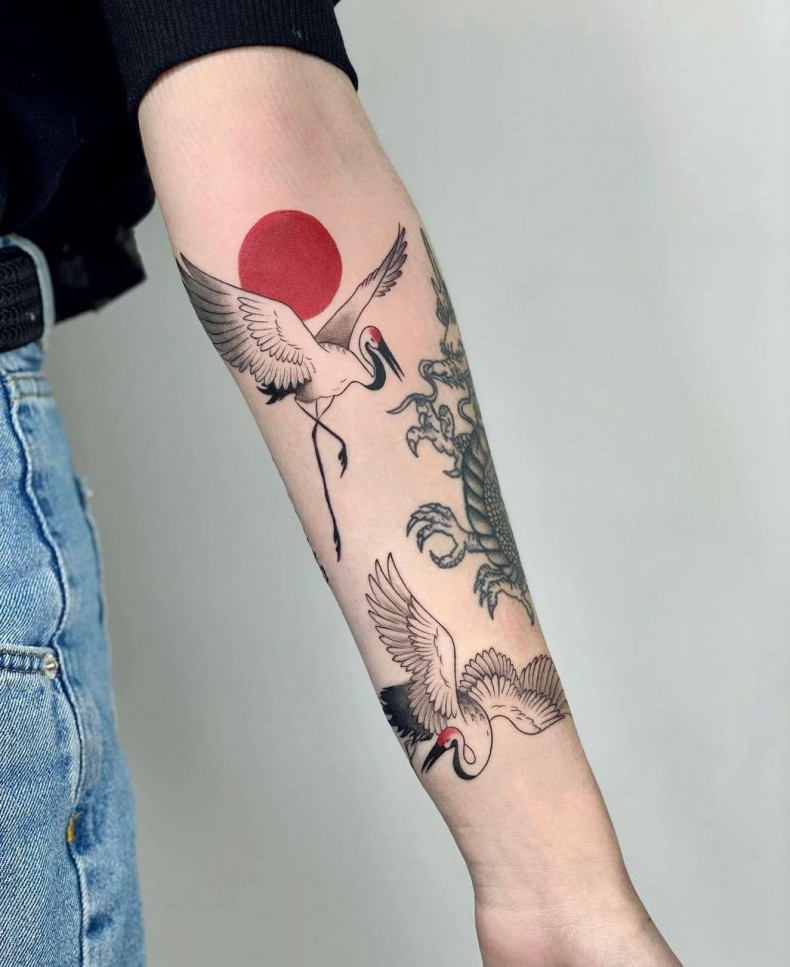 Dźwig ptak japoński, photo - Tatuażysta Barb Tattoo