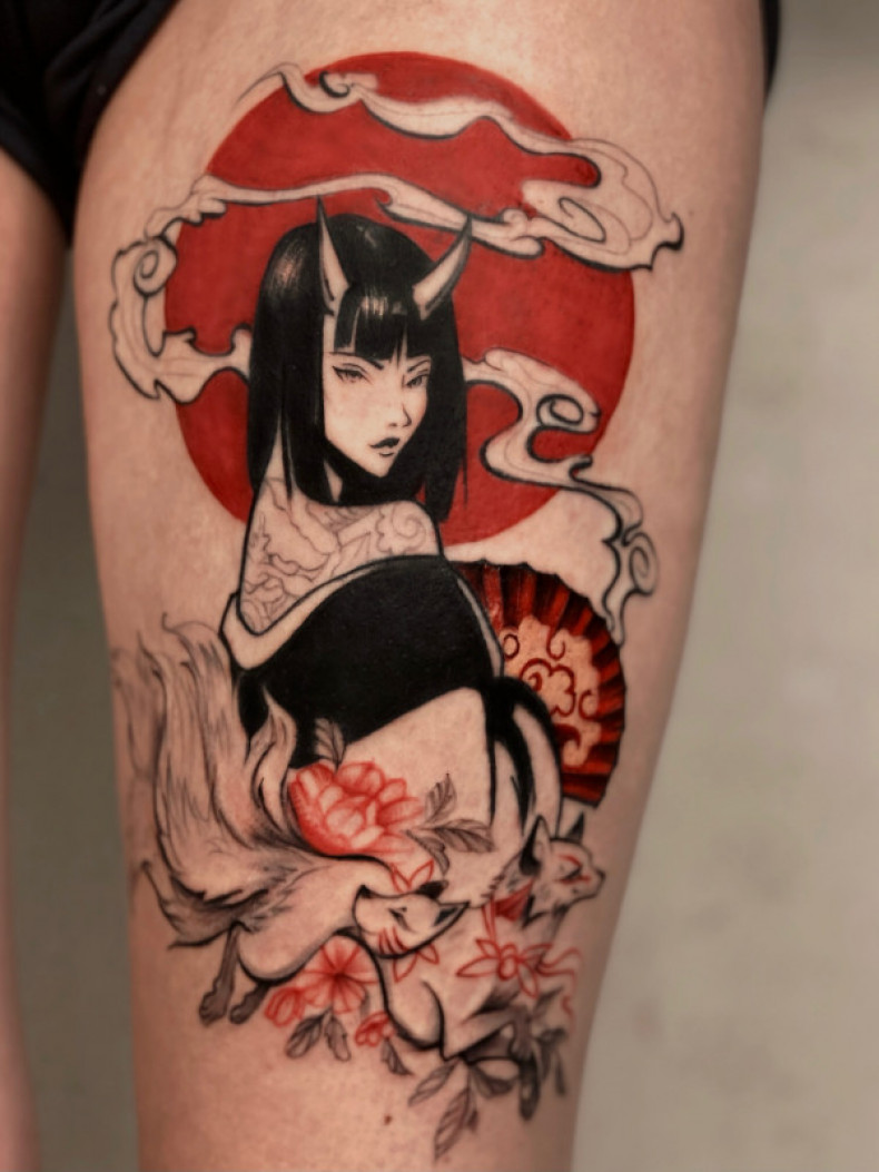 Wentylator kitsune Fajny, photo - Tatuażysta Barb Tattoo