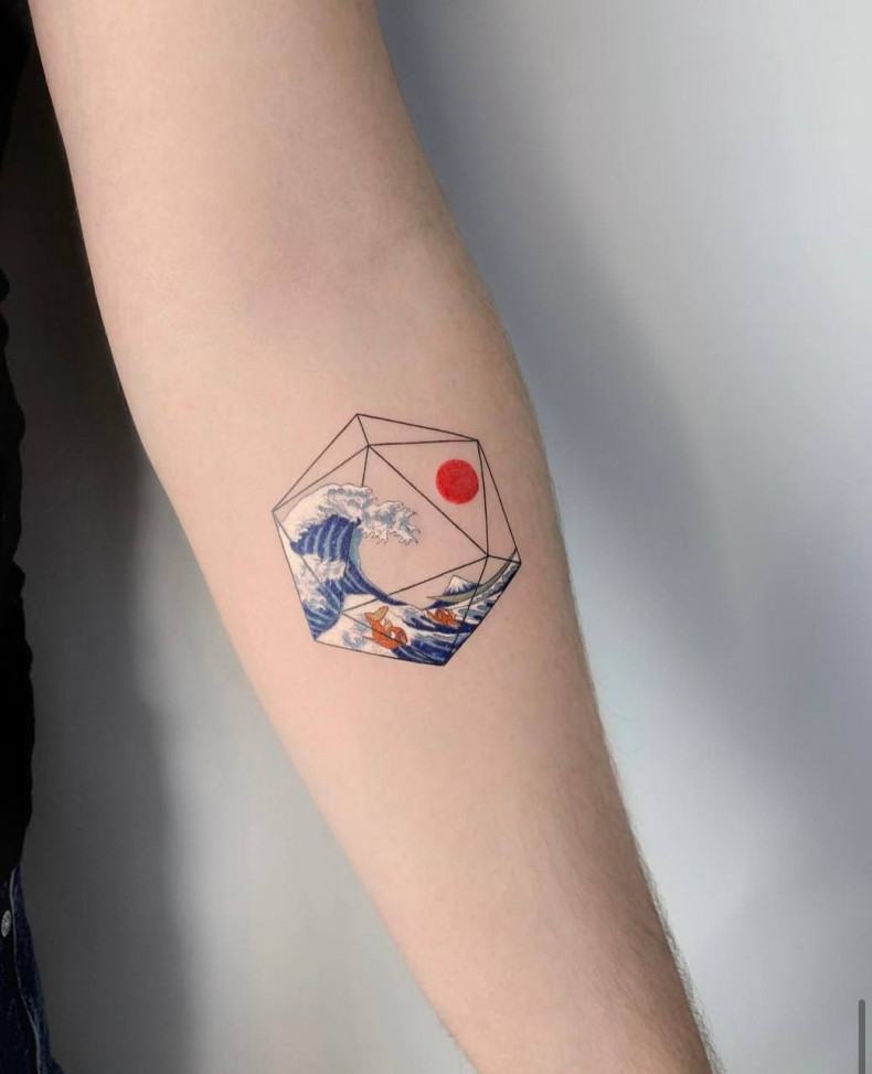 Fala geometryczny krajobraz, photo - Tatuażysta Barb Tattoo