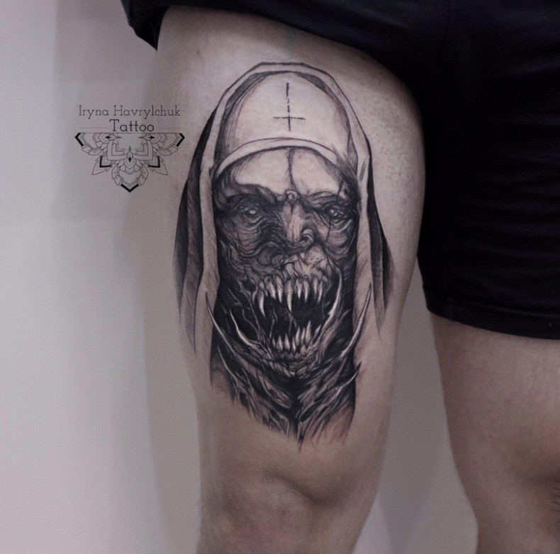 Монашка хоррор, photo - Тату мастер Barb Tattoo