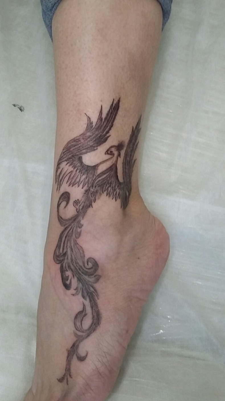 Ankle phoenix, photo - Tattoo Master Barb Tattoo